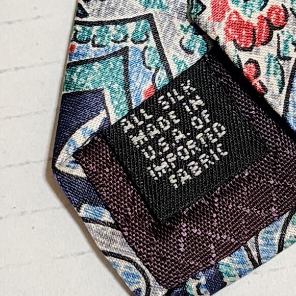 Christian Dior Monsieur Mens All Silk Tie 4"x57" Paisley Blue Grey Green Red USA - Picture 5 of 6